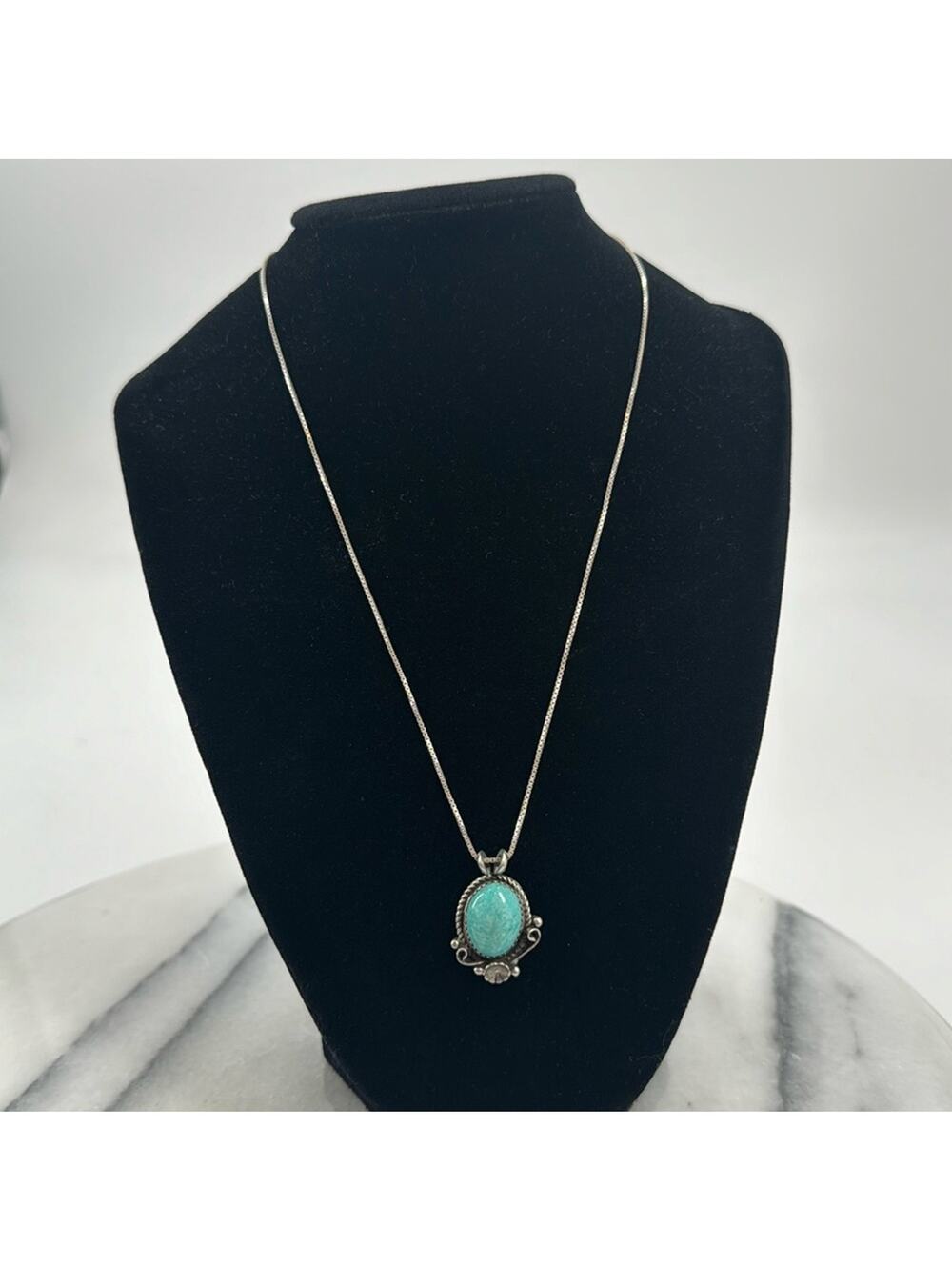 Amazonite Navajo Dine made sterling silver necklace